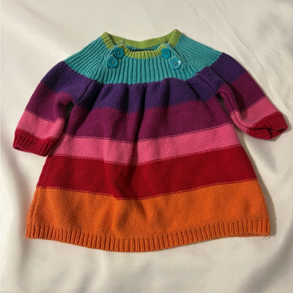 Gap Baby Girls' Rainbow Multicolor Sweater Tunic made of 100% cotton 3 months